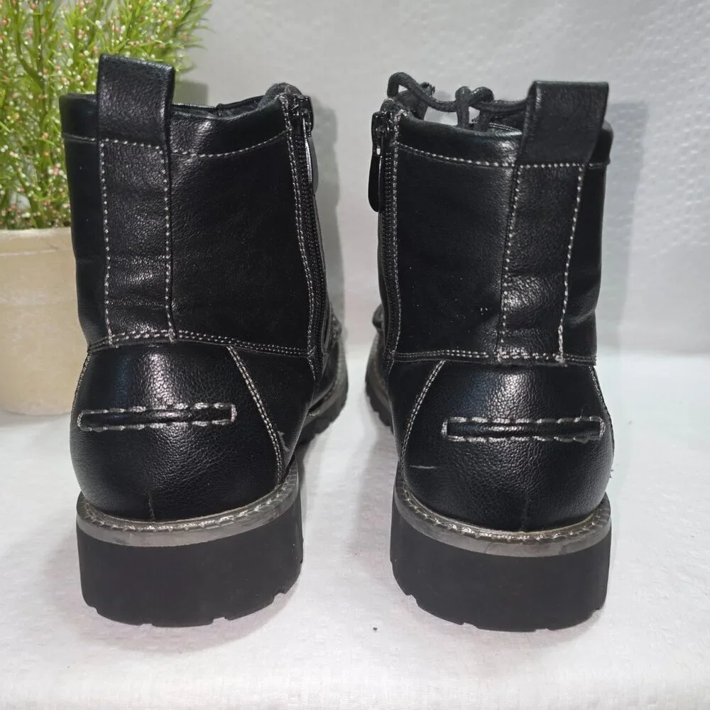 BRUNO MARC MENS BLACK MOTORCYCLE MILITARY COMBAT OXFORD BOOTS SIZE 7